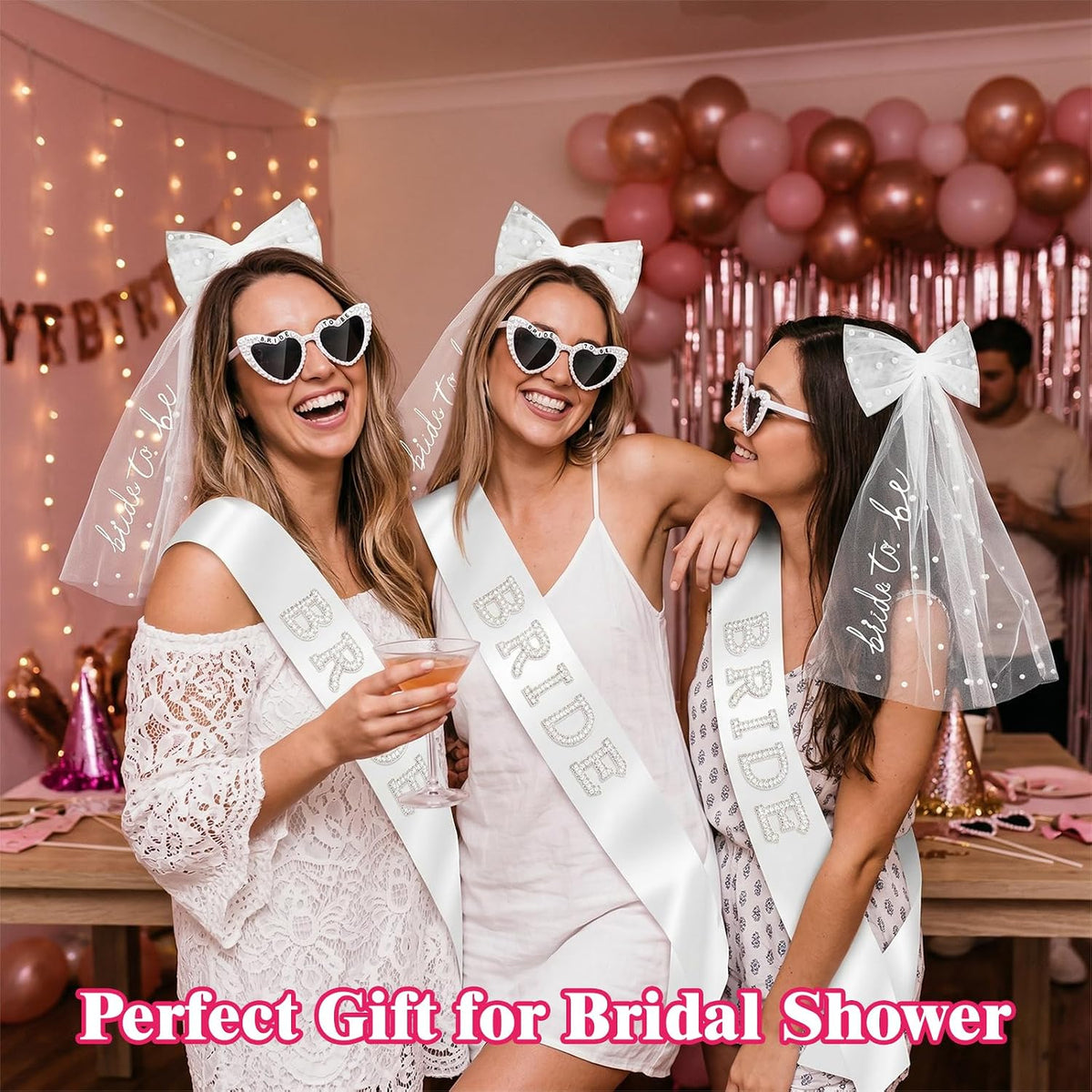 Erythem Bride to Be Set with Veil, Sash & Sunglasses, Bachelorette Party Accessories for Bridal Shower Engagement Wedding