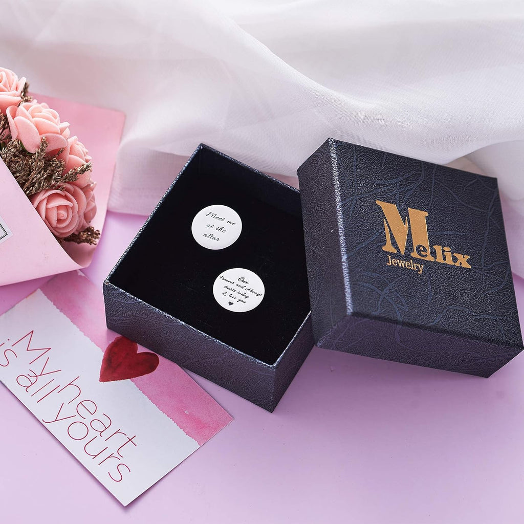 Melix Home Stainless Steel CuffLinks for Men Groom Meet Me at The Altar Wedding Gifts Cuff Links