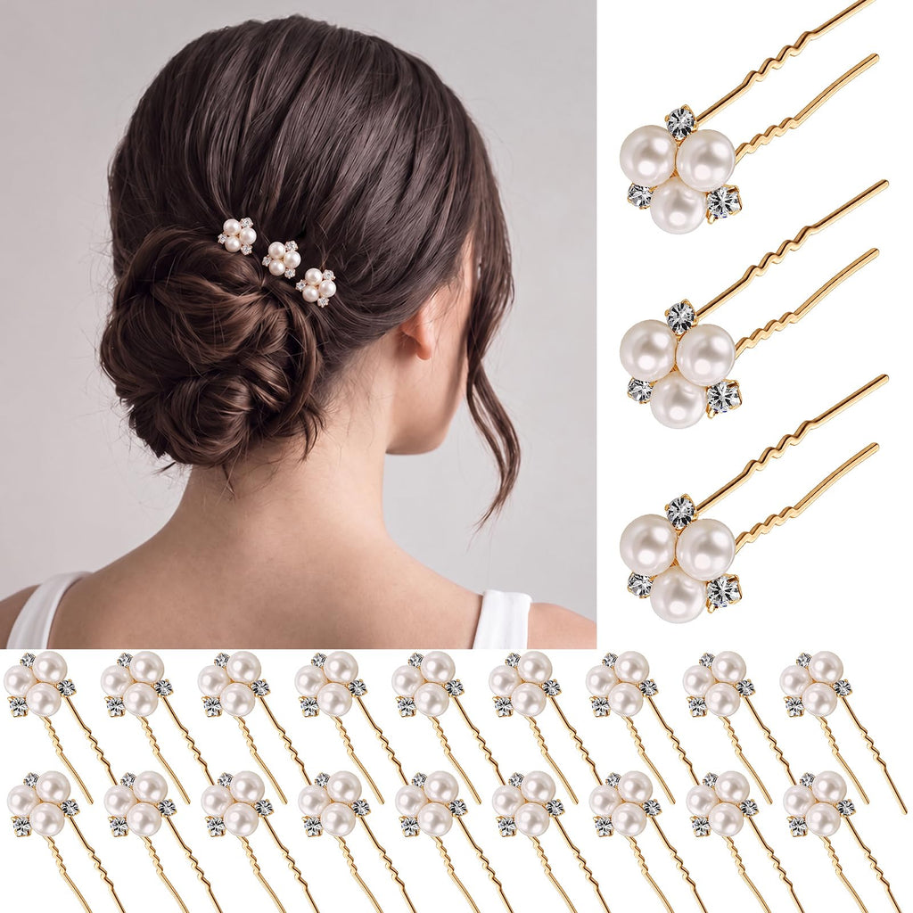 WILLBOND 18 Pcs Pearl Hair Pins Wedding Brides Hair Accessorie,Rose Gold