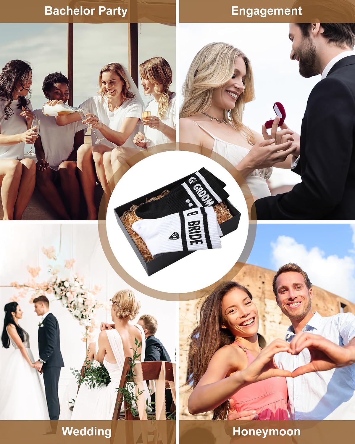 Shihanee 2 Pairs Wedding Gifts for Couples Wedding Crew Socks