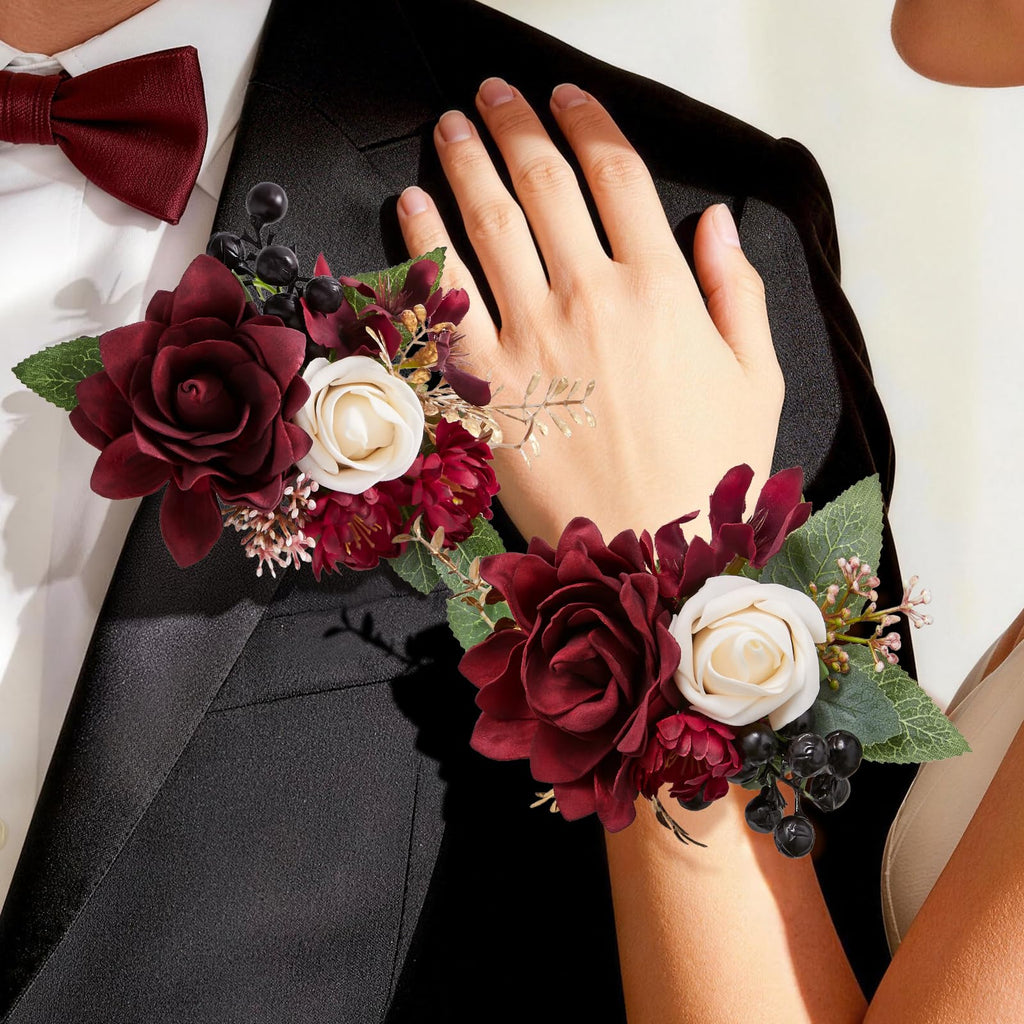 Purple Corsage and Boutonniere Set for Wedding Homecoming Prom