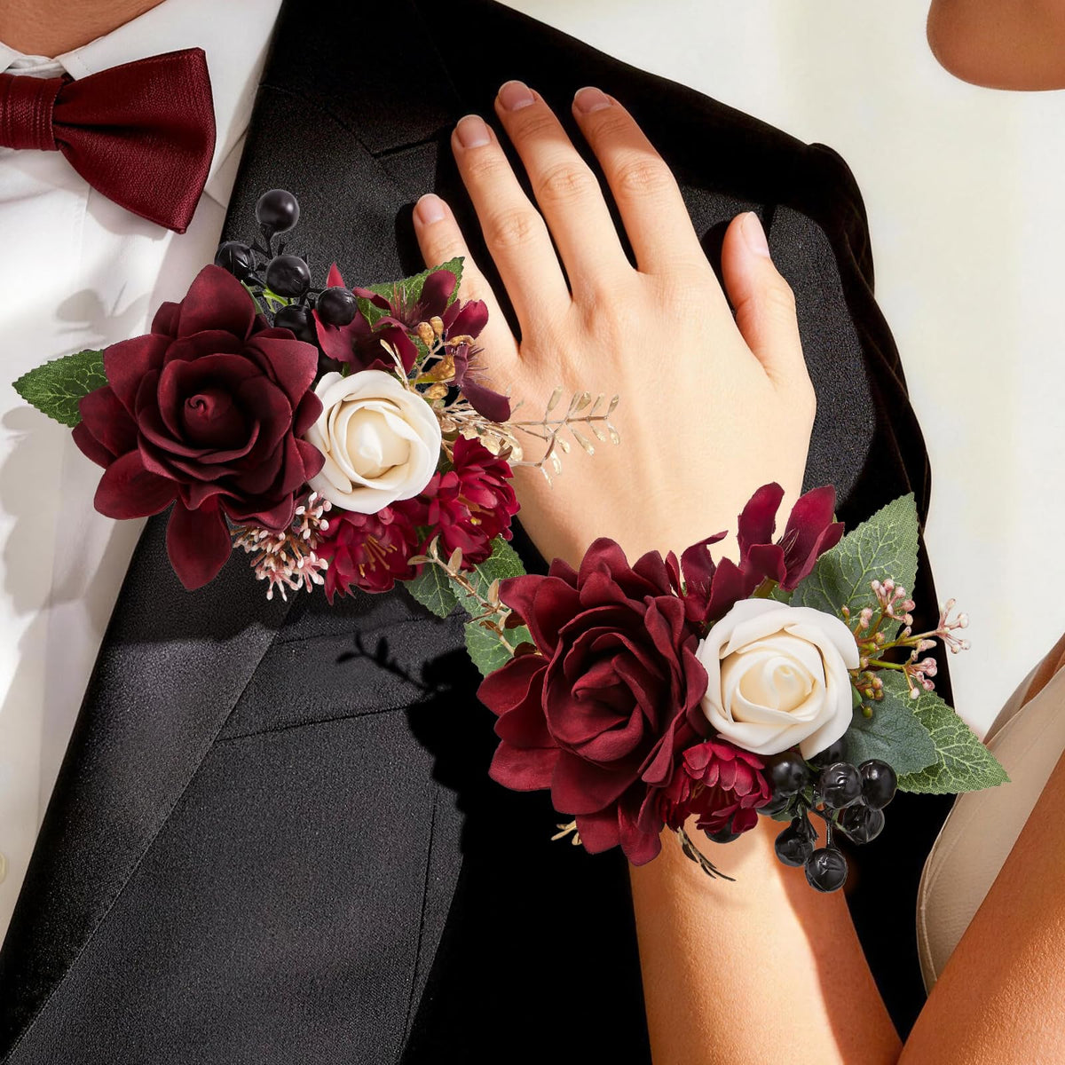 Purple Corsage and Boutonniere Set for Wedding Homecoming Prom
