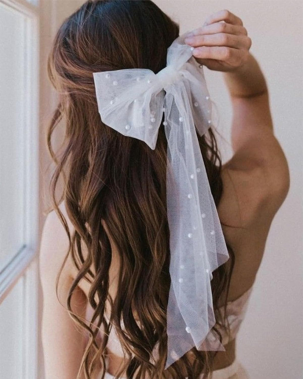 Bride Bow Veils For Women Wedding – Elegant White Tulle Hair Bridal Accessories, Veils for Bachelorette Party
