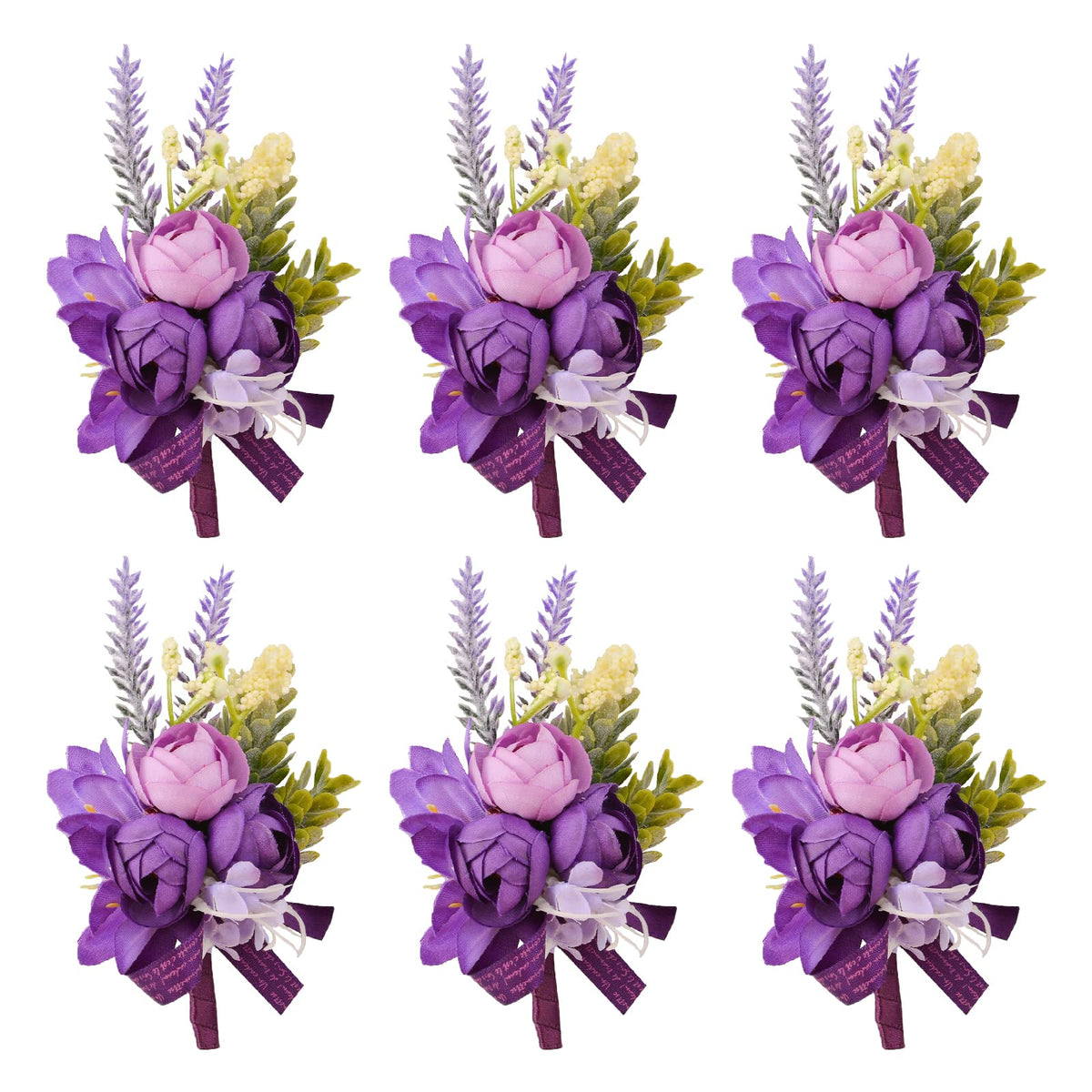 Wrist Corsage and Boutonniere Set, 1 Set Small Rose Purple Hand Flower for Prom Artificial Wedding Wrist Corsage for Wedding Party Prom