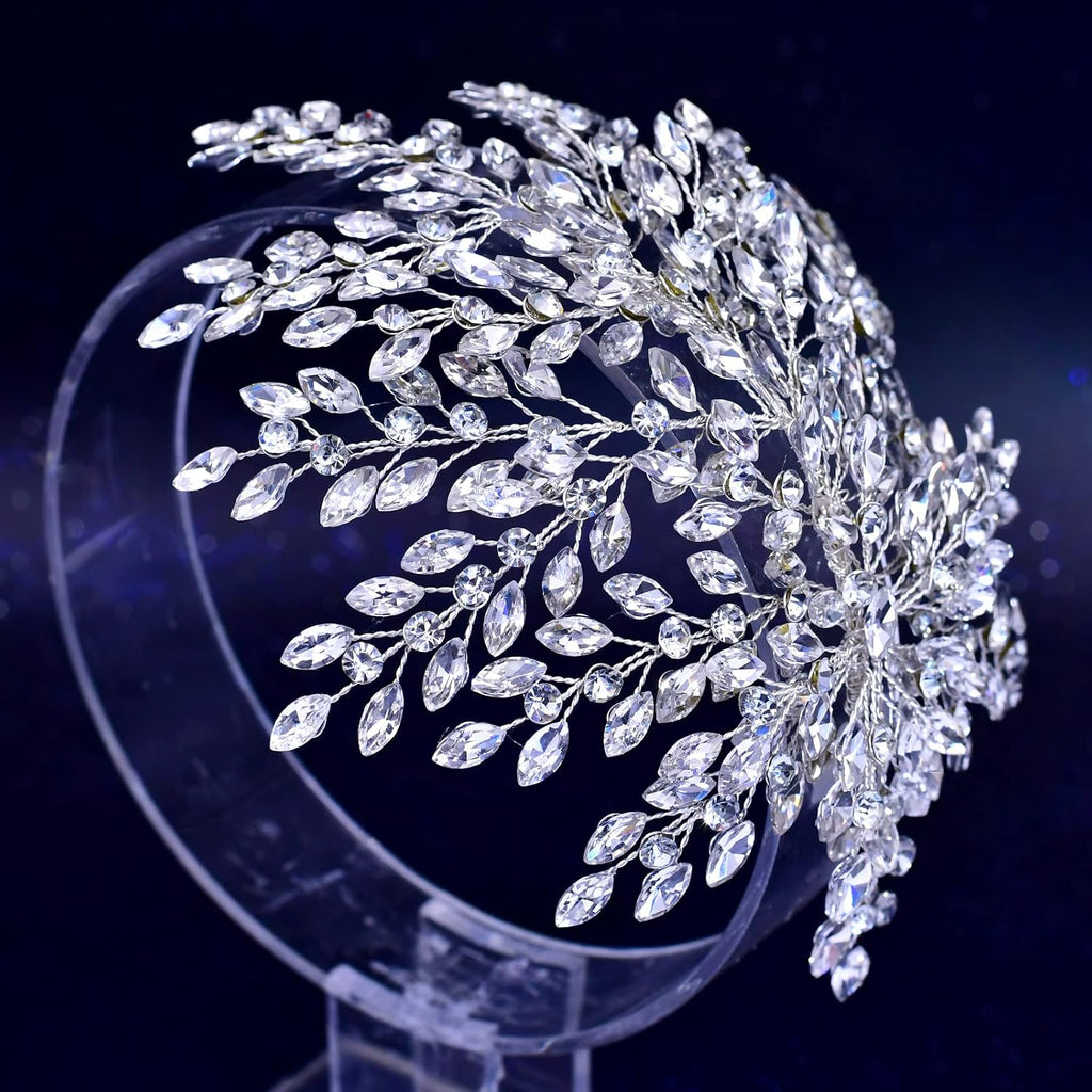 TRiXY Wedding Headband Bridal Hair Pieces Rhinestone Hair Accessories for Brides and Bridesmaids Party Headpieces for Women Silver HP438