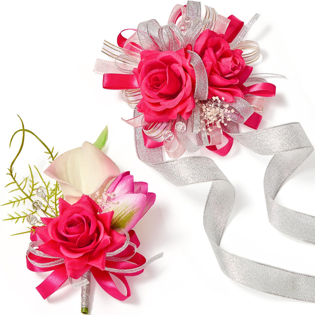 Serwalin Burgundy Corsage and Boutonniere Set for Wedding Prom Homecoming