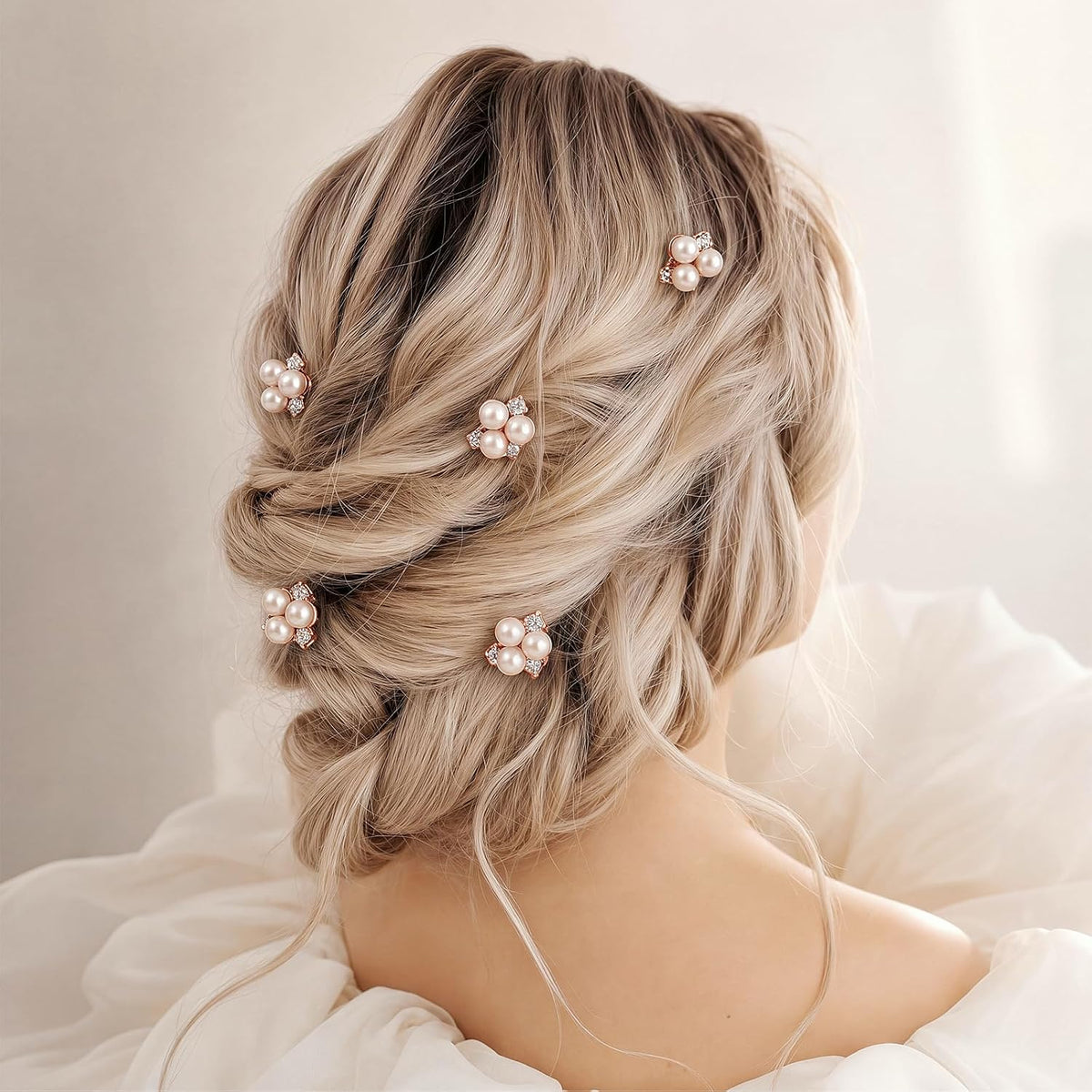 WILLBOND 18 Pcs Pearl Hair Pins Wedding Brides Hair Accessorie,Rose Gold
