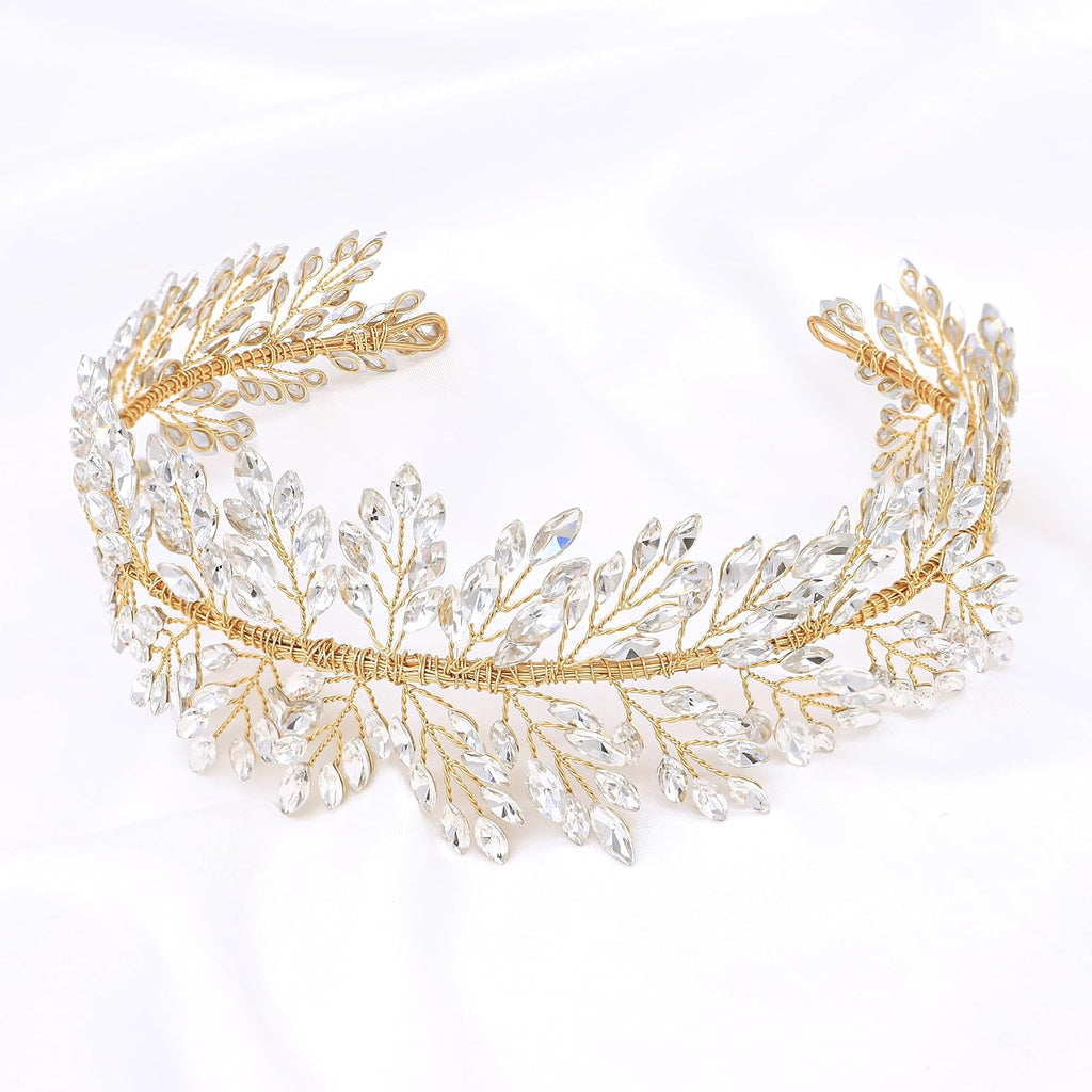 Oriamour Silver Wedding Headbands Crystal Bridal Headpieces For Women Wide Bridal Headbands (Silver)