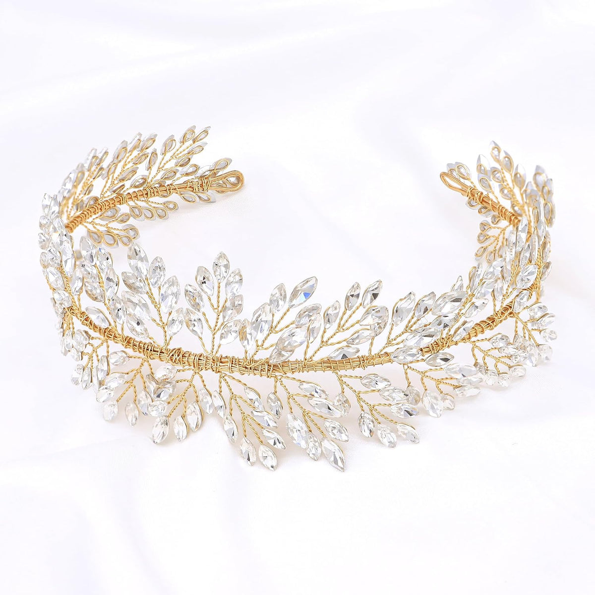 Oriamour Silver Wedding Headbands Crystal Bridal Headpieces For Women Wide Bridal Headbands (Silver)