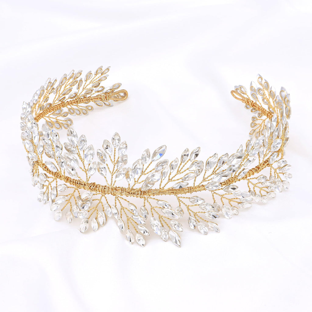 Oriamour Silver Wedding Headbands Crystal Bridal Headpieces For Women Wide Bridal Headbands (Silver)