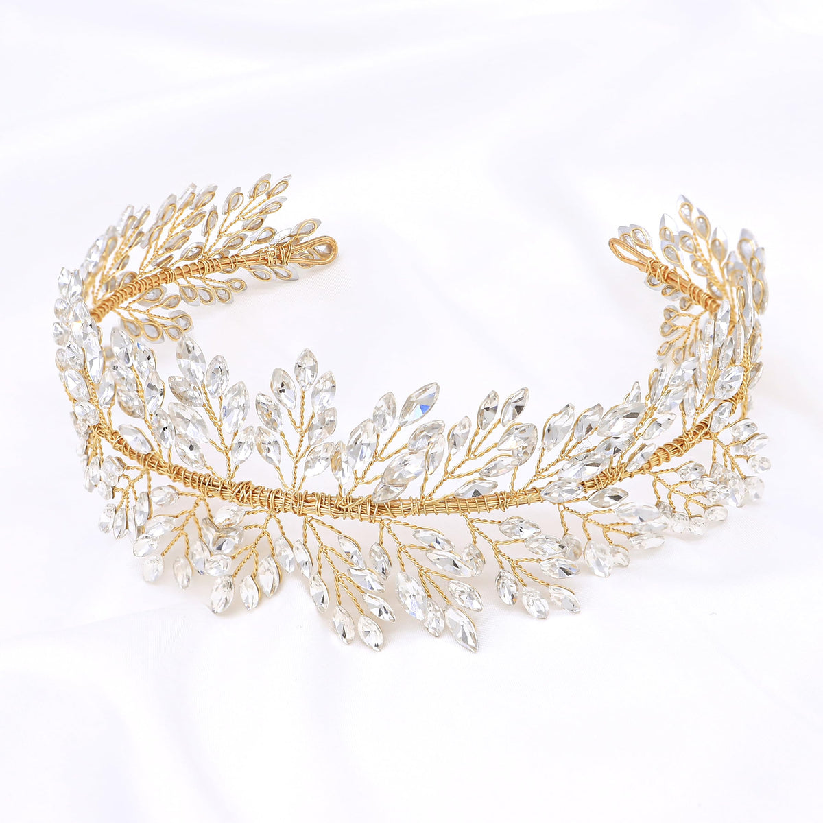 Oriamour Silver Wedding Headbands Crystal Bridal Headpieces For Women Wide Bridal Headbands (Silver)