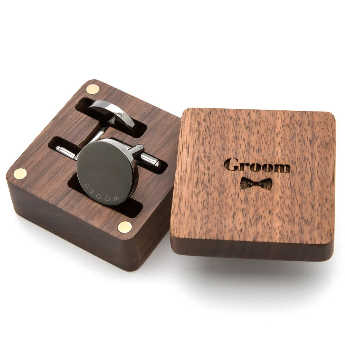 MUUJEE Cufflinks with Engraved Wood Gift Box