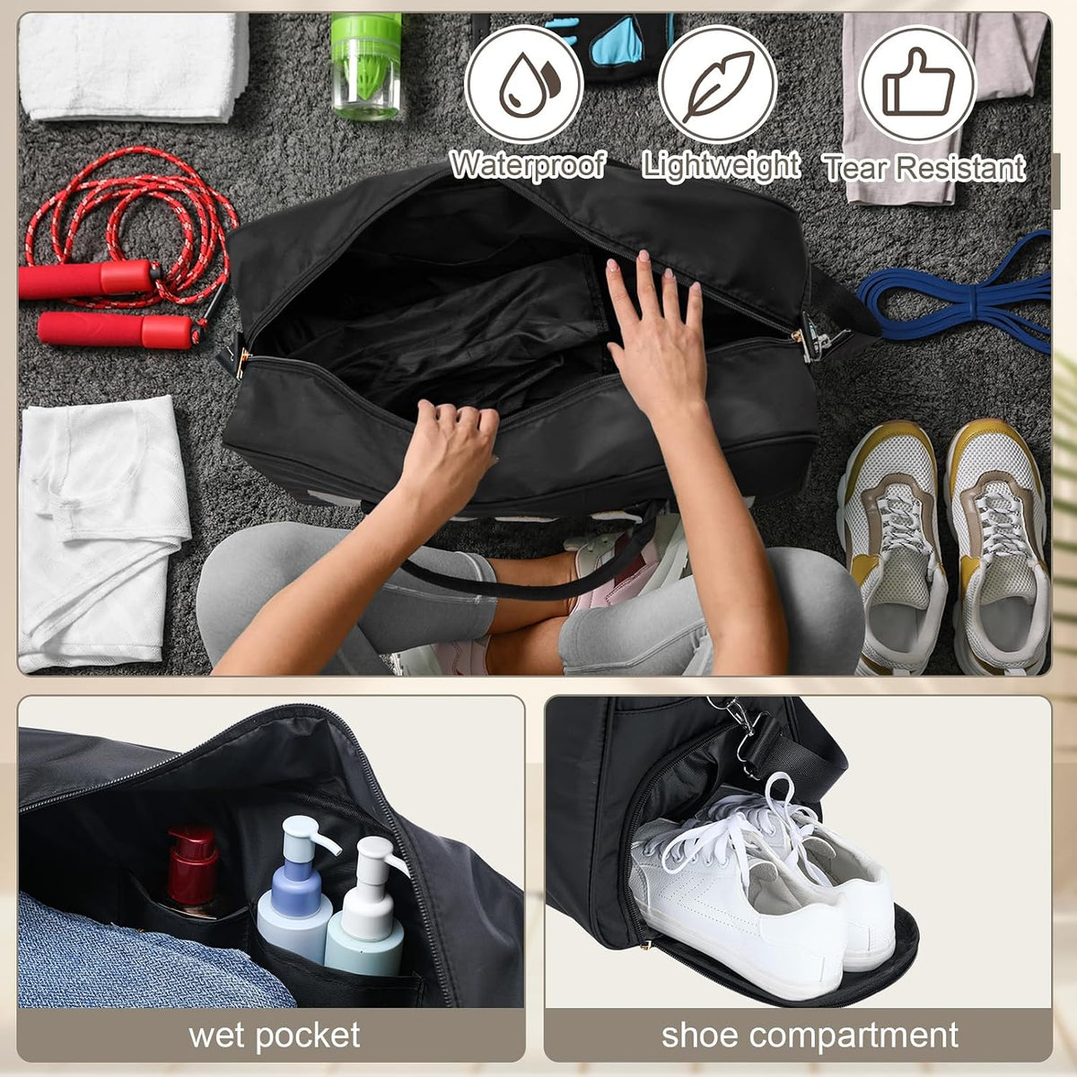 2 Pcs Groom Bag Gifts, Wedding Weekender Duffle Bag, Black