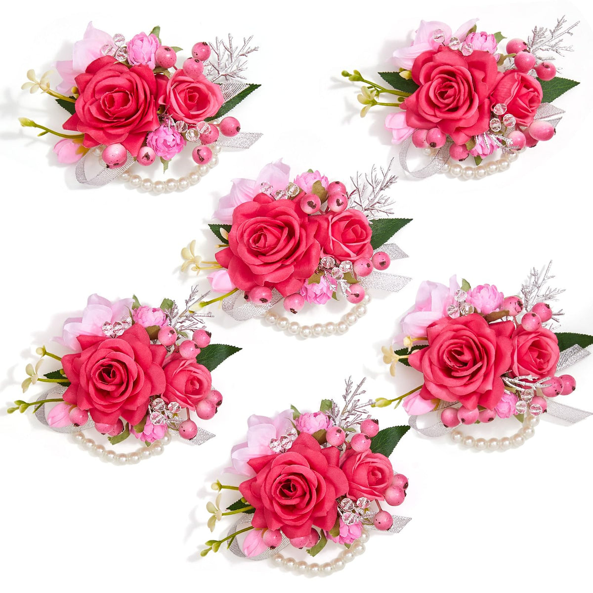Serwalin Champagne Rose Corsage and Boutonniere Set for Wedding Prom Party