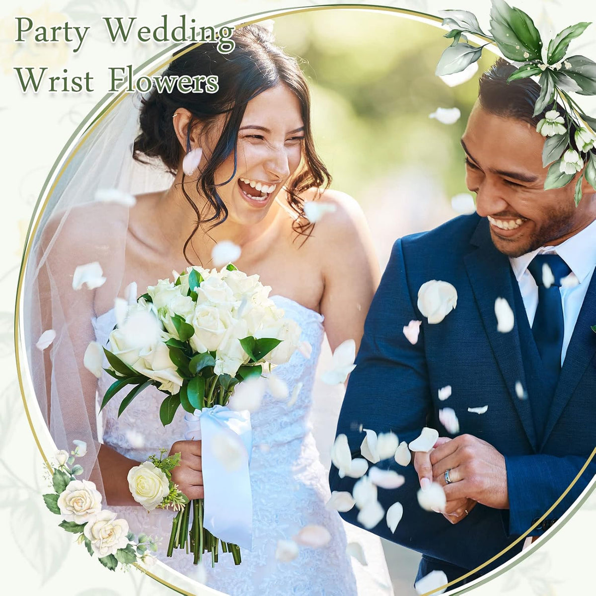Sherr 24 Pcs Corsage Wristlet for Wedding Bridesmaid Women, White