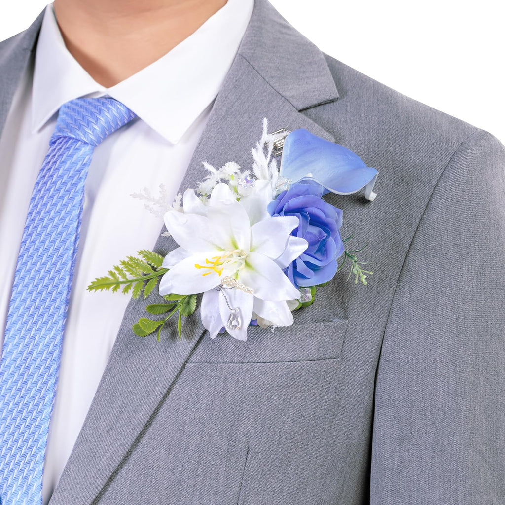 TINGE TIME Luxury Groom Boutonniere for Wedding, 1 PCS Pocket Boutonniere for Men Wedding, Prom, Homecoming, Anniversary, Graduation, Christmas Dinner (Terracotta)