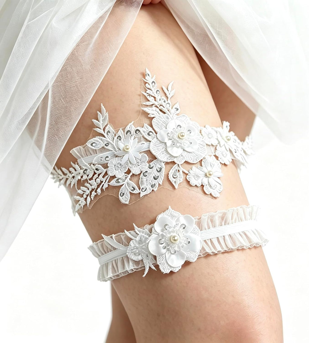 Lace Wedding Garters for Bride, Women Wedding Gifts Accessories Bridal Legs Garter with Stretch