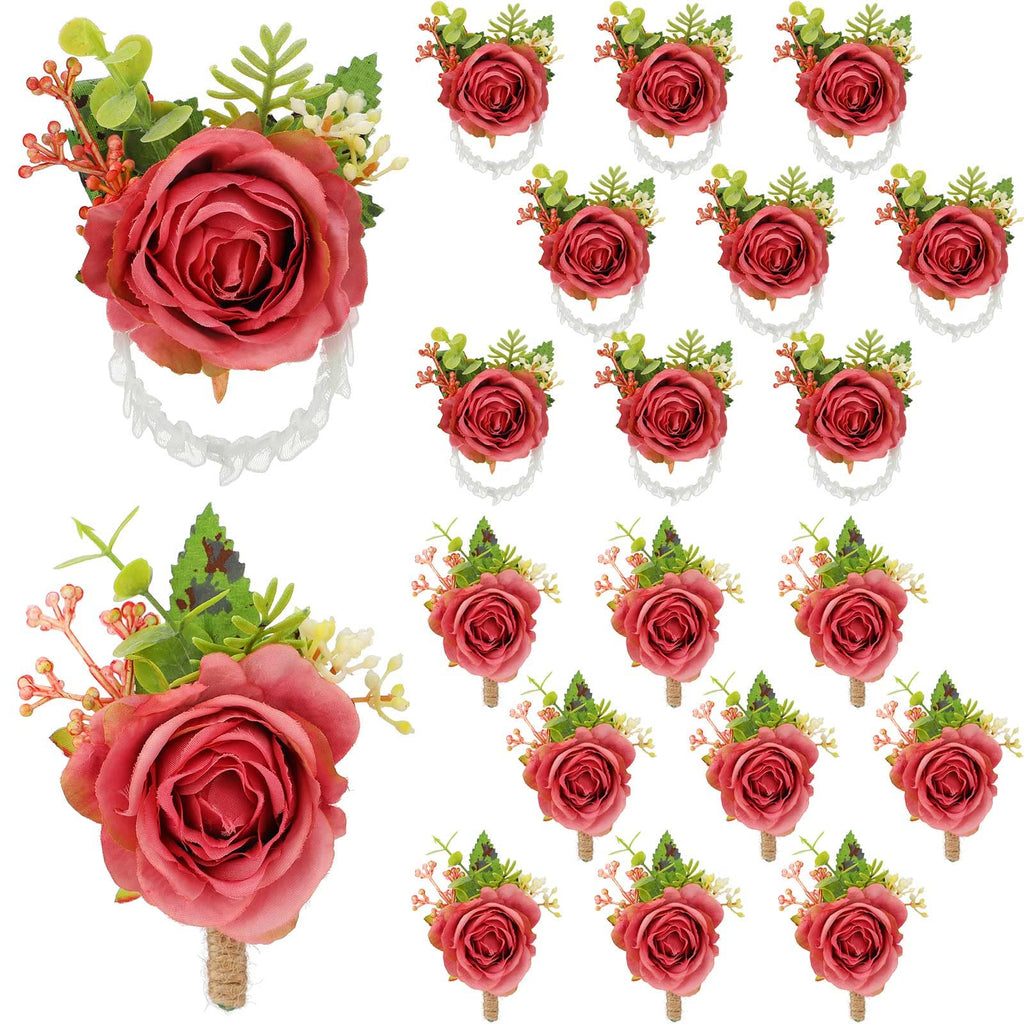 Sherr 20 Pcs Rose Corsage and Boutonniere Set for Wedding, White