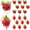 Sherr 20 Pcs Rose Corsage and Boutonniere Set for Wedding, White