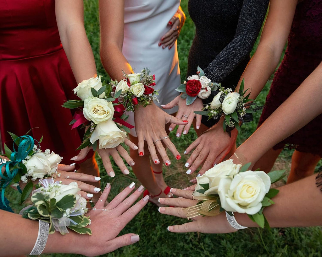 Chinco 48 Pieces Wrist Corsage Bands Elastic Stretchable Corsage Wristlets Bracelets Prom DIY Wrist Accessories Elegant Wristlets Bands for Wedding Party Bride Bridesmaid Prom Festival