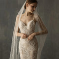 Luxurious Single Layer Bride Veil, 230cm Long Pearl Wedding Veil, Trailing Veil, 150cm Wide Sheer Tulle Bridal Veil with Comb, Western Wedding Veil, Wedding Veils for Brides, Ideal for Bridal Photoshoot & Romantic Wedding