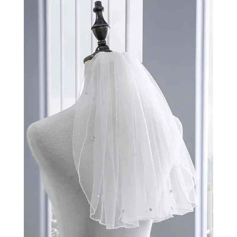 Crystal Bridal Veils Short 1 Tier  Soft Mesh With Comb Wedding Party Bride Hair Accessories for Women and Girls
