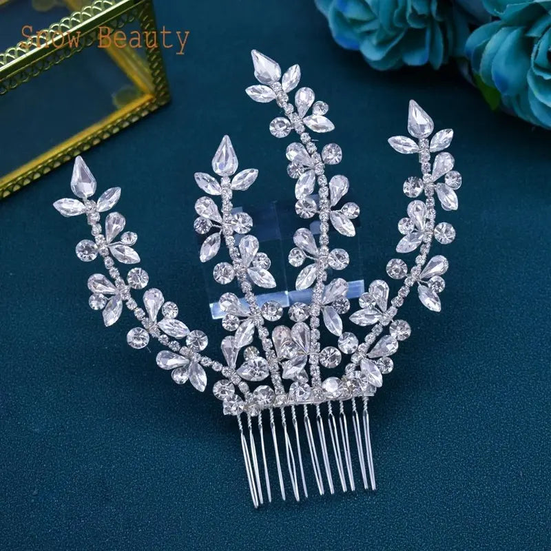 A422 Silver Bridal Hair Piece Shinny Wedding Headbands Tiaras Handmade Wedding Hair Accessories Head Jewelry Bride Headwear