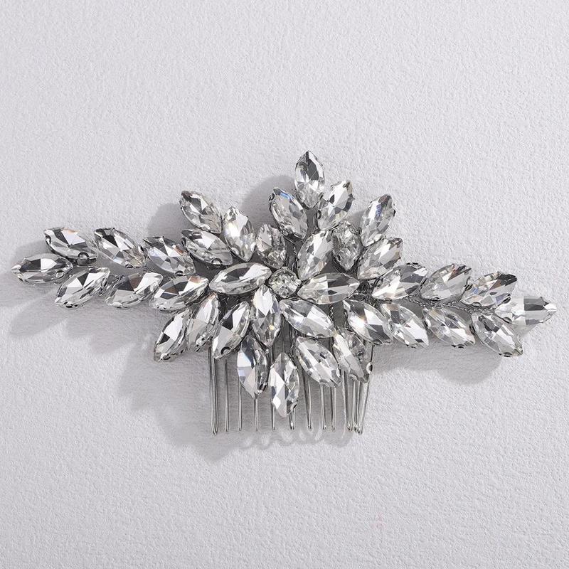 Trendy Rhinestone Bridal Bride Hair Comb Handmade Wedding Side Hair Comb Accessories Party Hair Piece for Women and Girl Jewelry