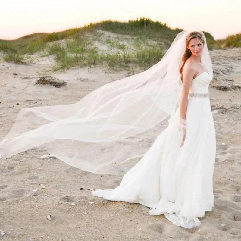 3 Meters One-Layer Soft Tulle Long Bridal Veils with Comb Marriage Accessories Bride Hair Wedding Veil
