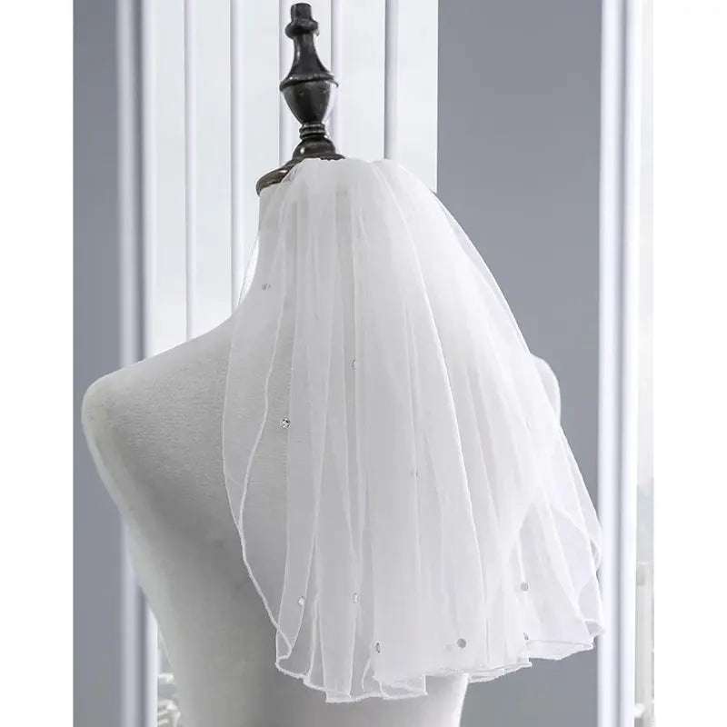 Crystal Bridal Veils Short 1 Tier  Soft Mesh With Comb Wedding Party Bride Hair Accessories for Women and Girls