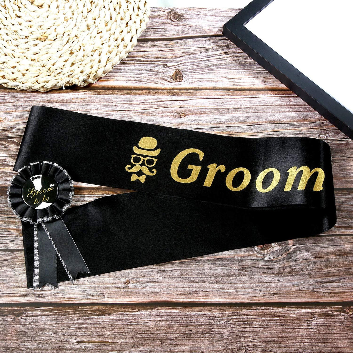 WILLBOND 2 Pcs Groom Sash and Badge Set for Bachelor Party