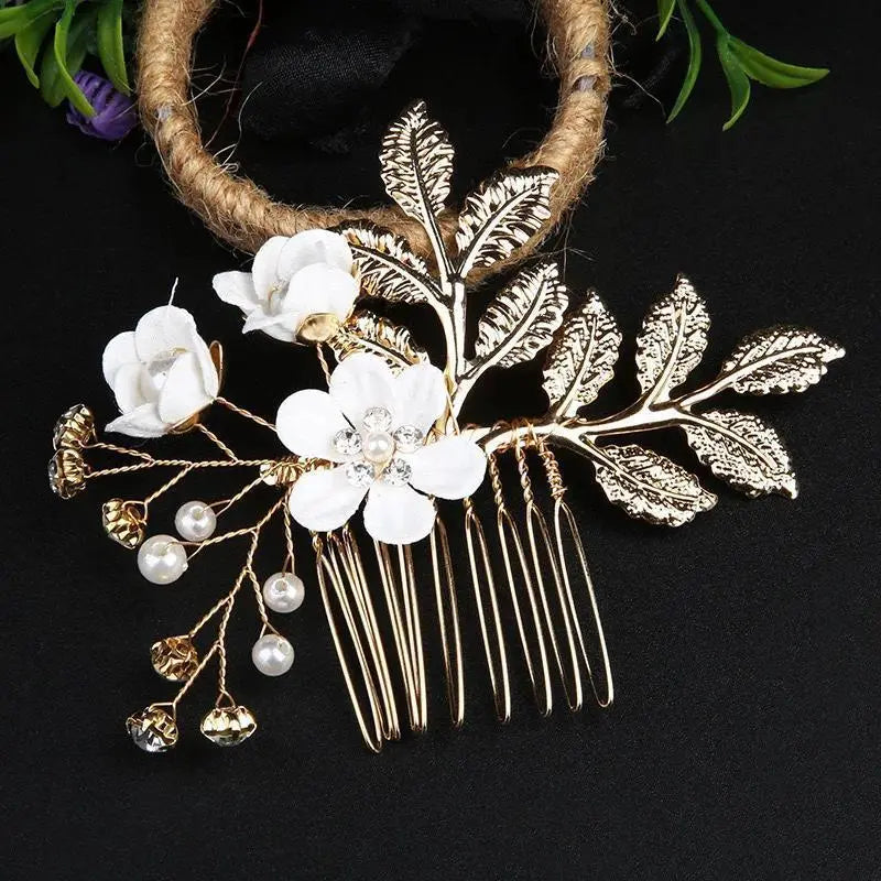 Korean-Style Bridal Wedding Hair Accessories, Blue, Purple, Pink, and White Fresh-Style Hair Combs, Girls' Bridesmaid Hair Accessories