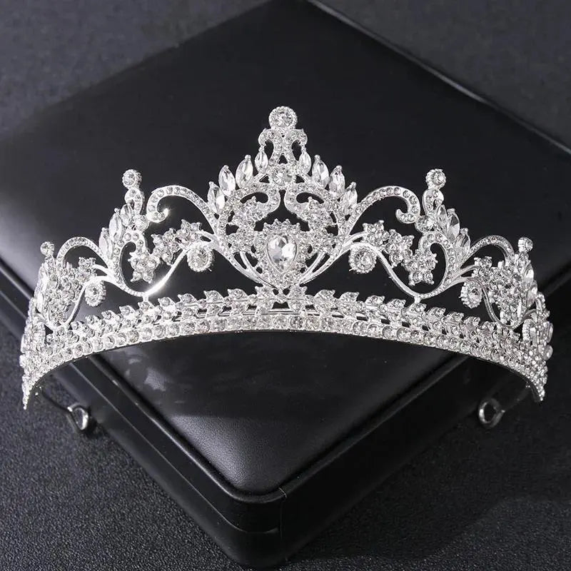 Silver Color Crystal Tiaras And Crowns For Bride Women Party Queen Bridal Wedding Hair Accessories Jewelry Headpiece Crown Tiara