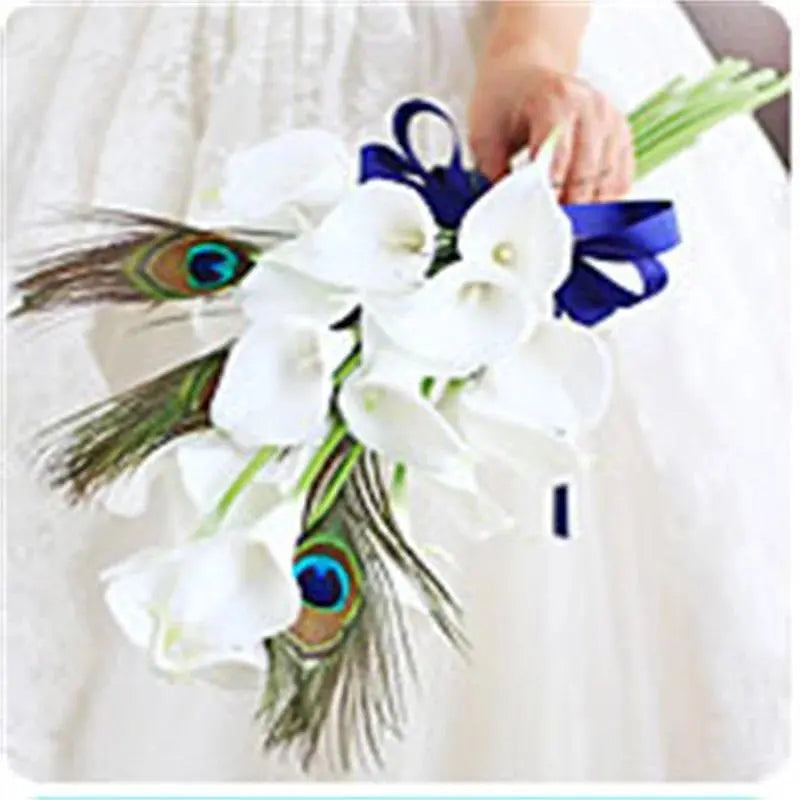 Wedding bride holding flower PU calla lily drill buckle water drop waterfall photo holding bouquet bridesmaid flower
