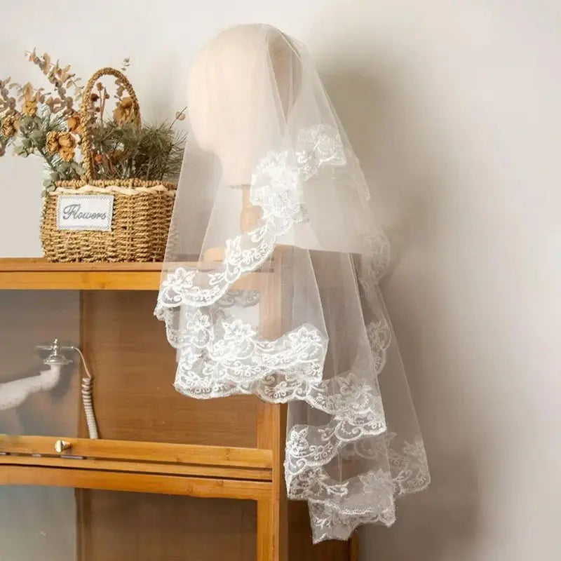New Lace Flower Bridal Veil Soft Tulle Single-layer Wedding Veils White Long Bride Head Gauze Wedding Accessories