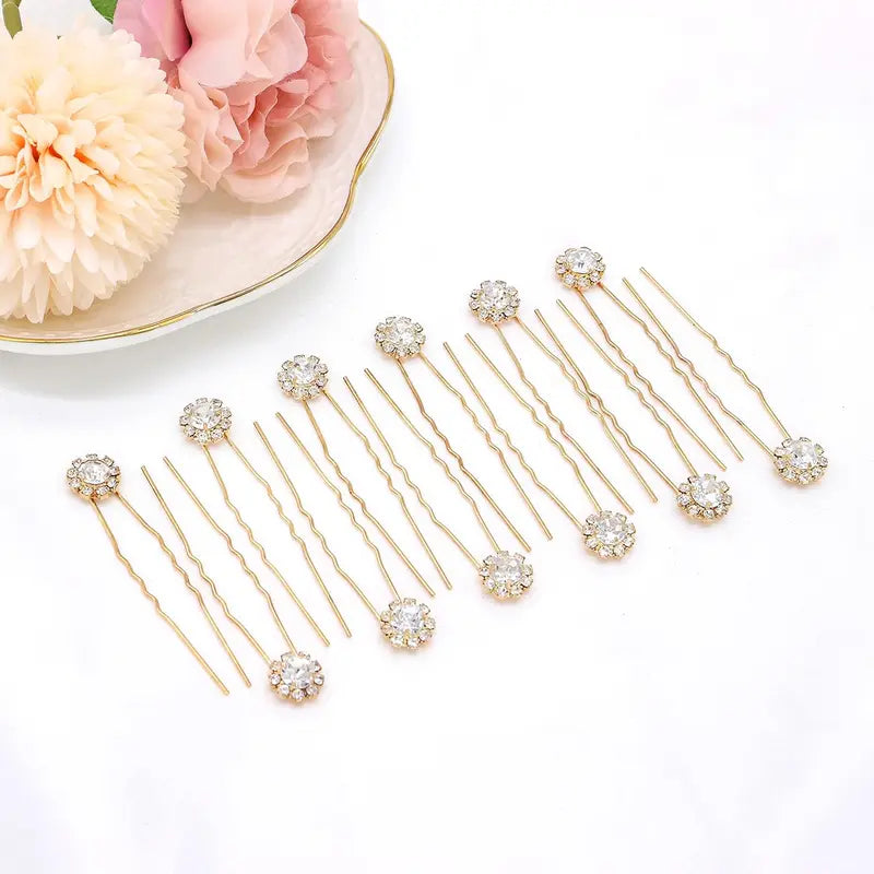 Bridal Rhinestone Hair Clips & Pins Set (30-Piece) - Jewelry Hair Set for Brides, Bridal Shower, Ceremony