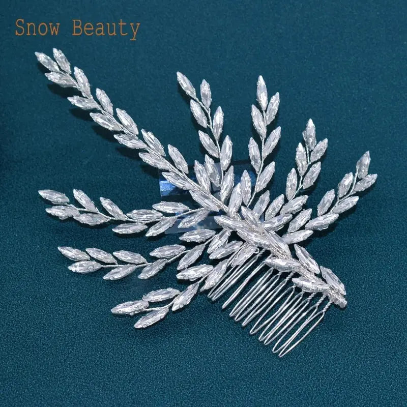 A422 Silver Bridal Hair Piece Shinny Wedding Headbands Tiaras Handmade Wedding Hair Accessories Head Jewelry Bride Headwear