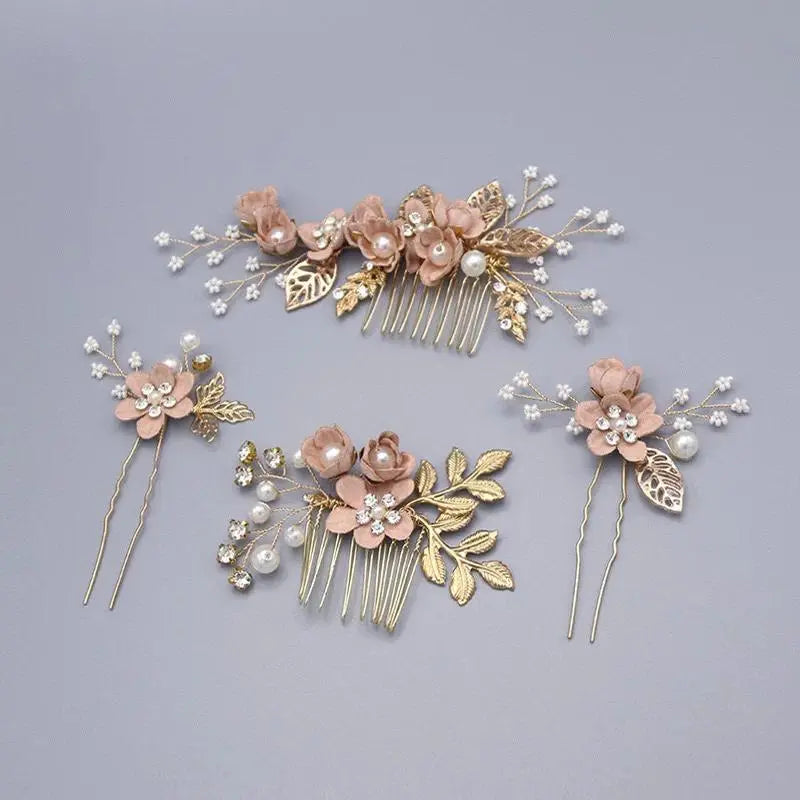 Korean-Style Bridal Wedding Hair Accessories, Blue, Purple, Pink, and White Fresh-Style Hair Combs, Girls' Bridesmaid Hair Accessories