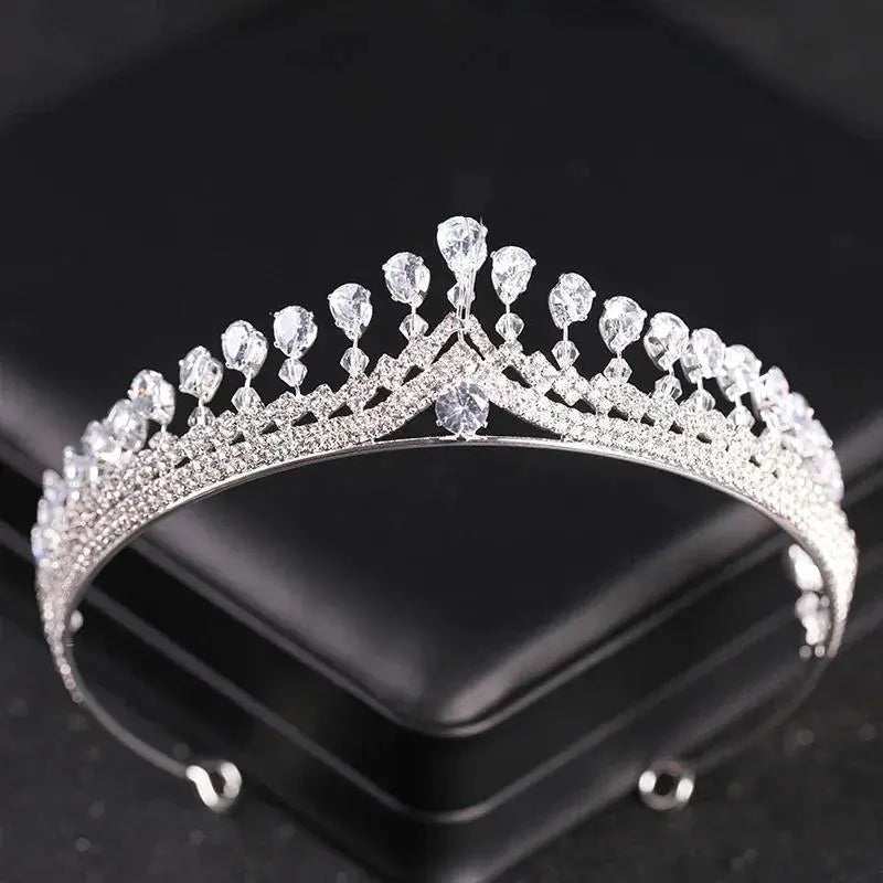 Silver Color Crystal Tiaras And Crowns For Bride Women Party Queen Bridal Wedding Hair Accessories Jewelry Headpiece Crown Tiara