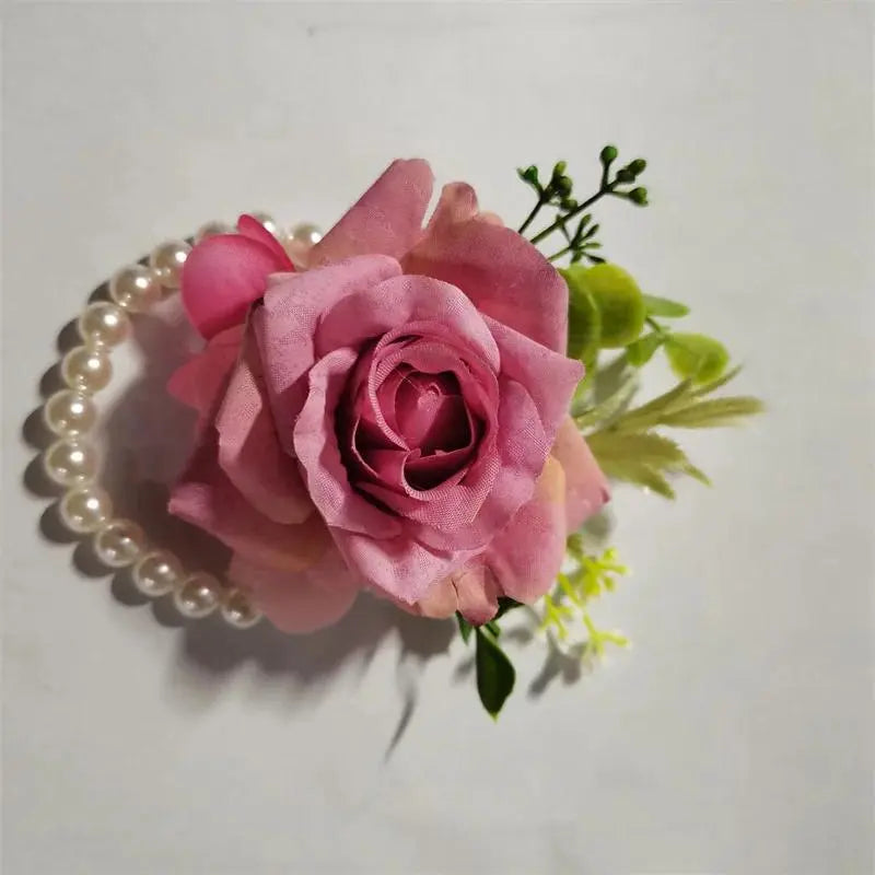 Romantic Chic Purple Handmade Artificial Silk Flower Corsage & Boutonniere Set - Realistic Look, Long-Lasting, All Year Beautiful Romantic Fashion Wrist Bracelet & Brooch Jewelry for Bride, Birthday Gifts, Party Decoration