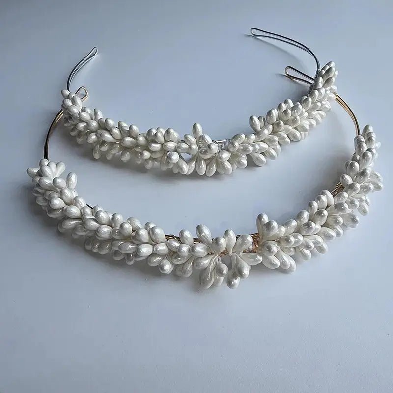 SLBRIDAL Handmade Ins Style Luxury Rhinestone Crystal Porcelain Flower Bridal Tiara Wedding Bridesmaids Crown Women Hair Jewelry