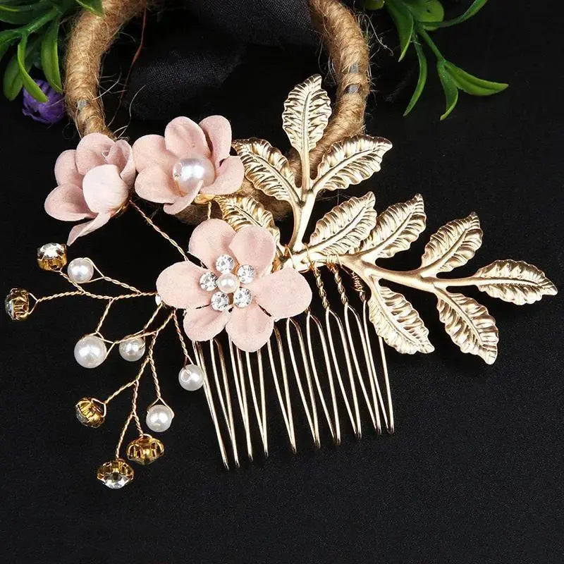 Korean-Style Bridal Wedding Hair Accessories, Blue, Purple, Pink, and White Fresh-Style Hair Combs, Girls' Bridesmaid Hair Accessories