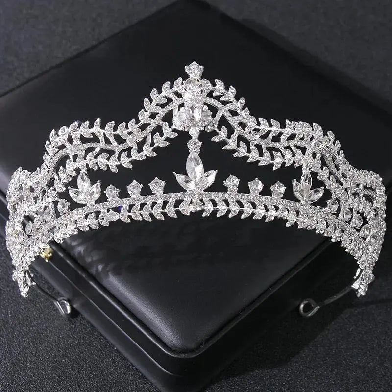Silver Color Crystal Tiaras And Crowns For Bride Women Party Queen Bridal Wedding Hair Accessories Jewelry Headpiece Crown Tiara