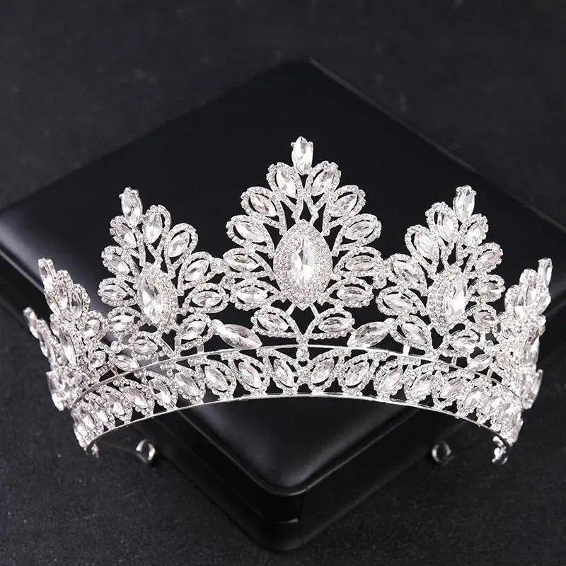 Silver Color Crystal Tiaras And Crowns For Bride Women Party Queen Bridal Wedding Hair Accessories Jewelry Headpiece Crown Tiara