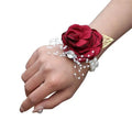 Wedding Wrist Corsage Boutonniere Set for Bride Bridesmaid Man Groom Pink Rose Wedding Flowers Accessories Prom Suit Decorations