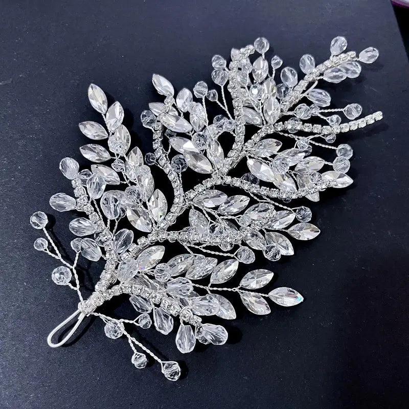 A422 Silver Bridal Hair Piece Shinny Wedding Headbands Tiaras Handmade Wedding Hair Accessories Head Jewelry Bride Headwear
