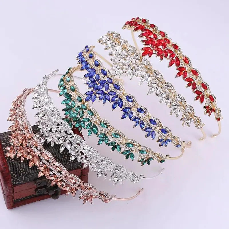 Fashion Gold Silver Color Crystal Rhinestone Tiaras And Crowns Wedding Hair Accessories For Women Bride Princess Diadems Party