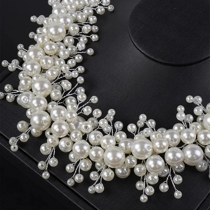 Trendy Handmade Pearl Bridal Headband Luxury Wedding Hair Accessories Bridesmaid Girls Head Jewelry for Women Headpiece Tiaras
