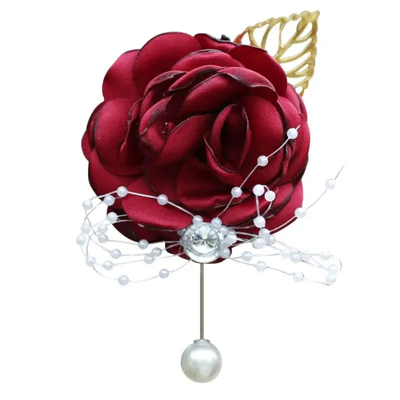 Wedding Wrist Corsage Boutonniere Set for Bride Bridesmaid Man Groom Pink Rose Wedding Flowers Accessories Prom Suit Decorations