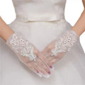 Tulle Wedding Gloves Short Bride Ivory Lace Tea Party Bridal Accessories for Women and Girls